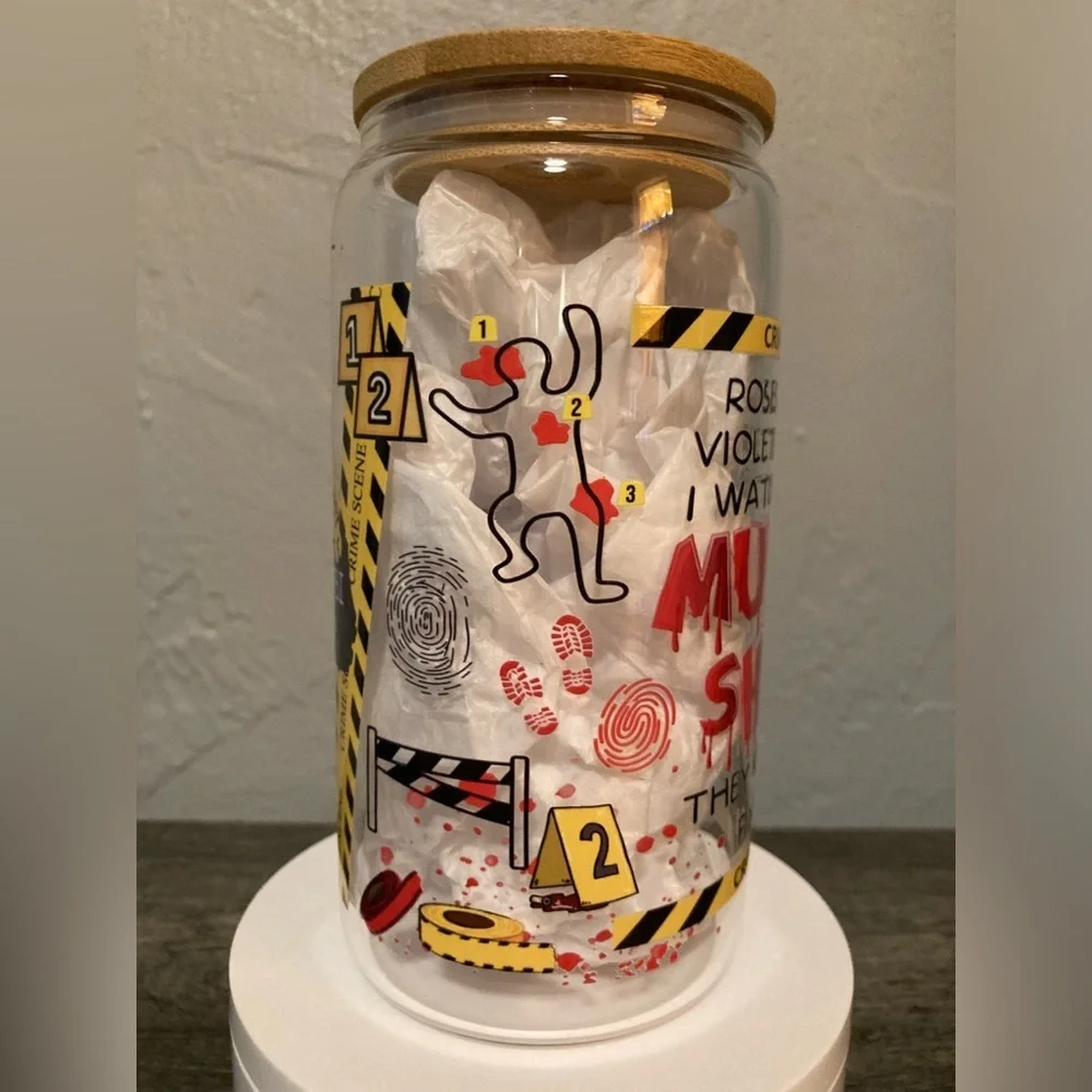 Murder Shows Graphic Hand Crafted Glass Tumbler
